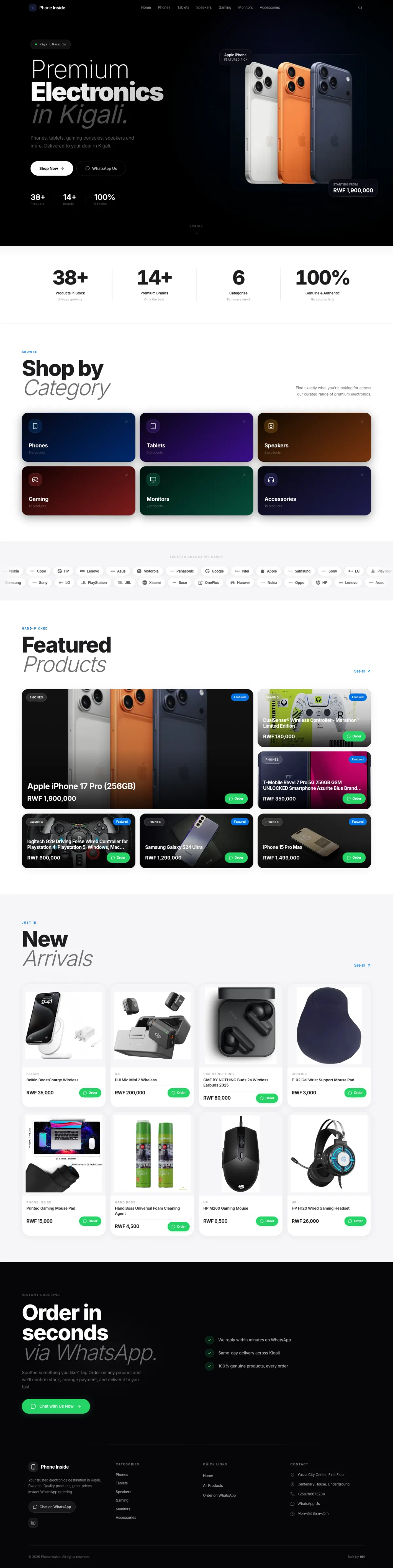 Phone Inside website on desktop